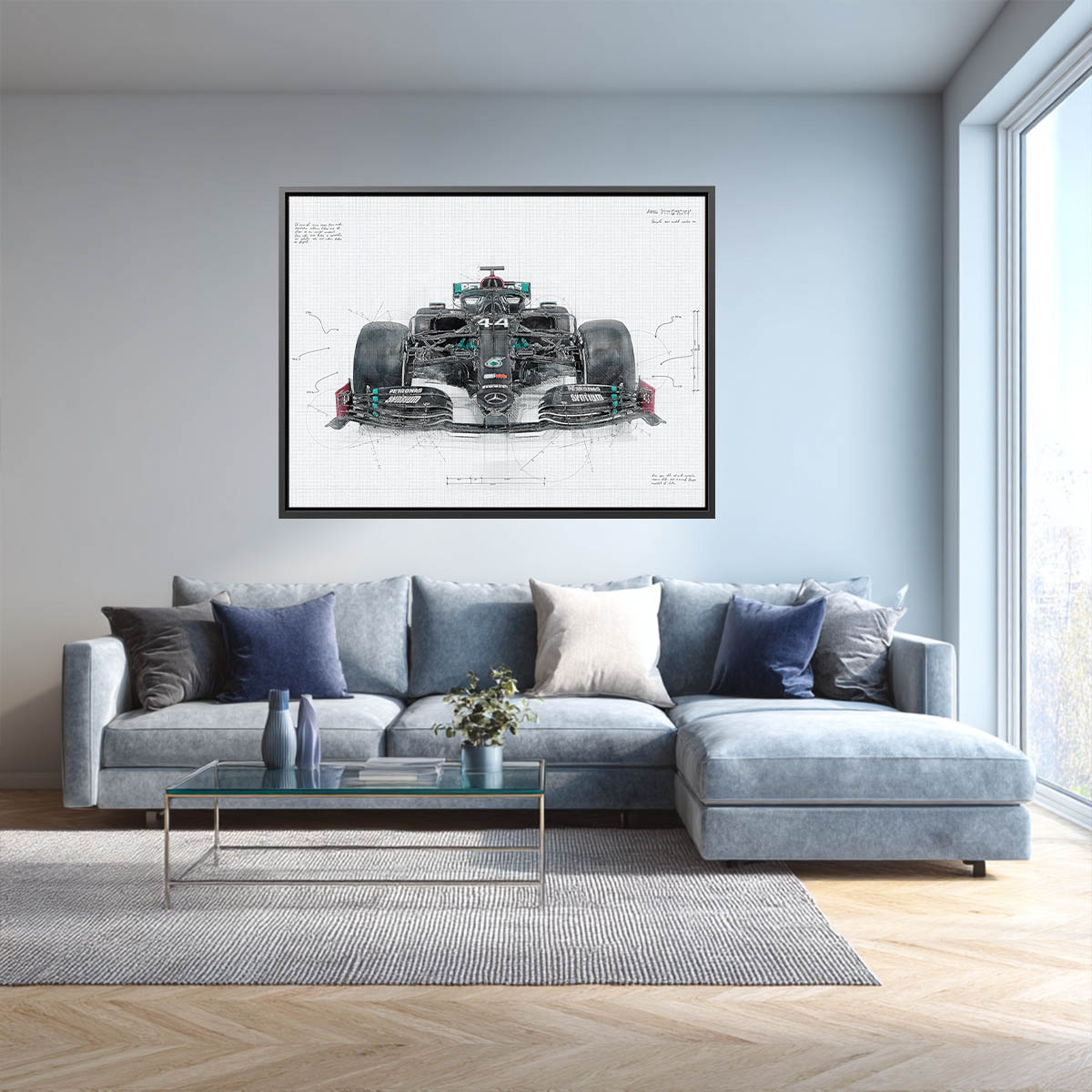 F1 Car Blueprint Canvas Art