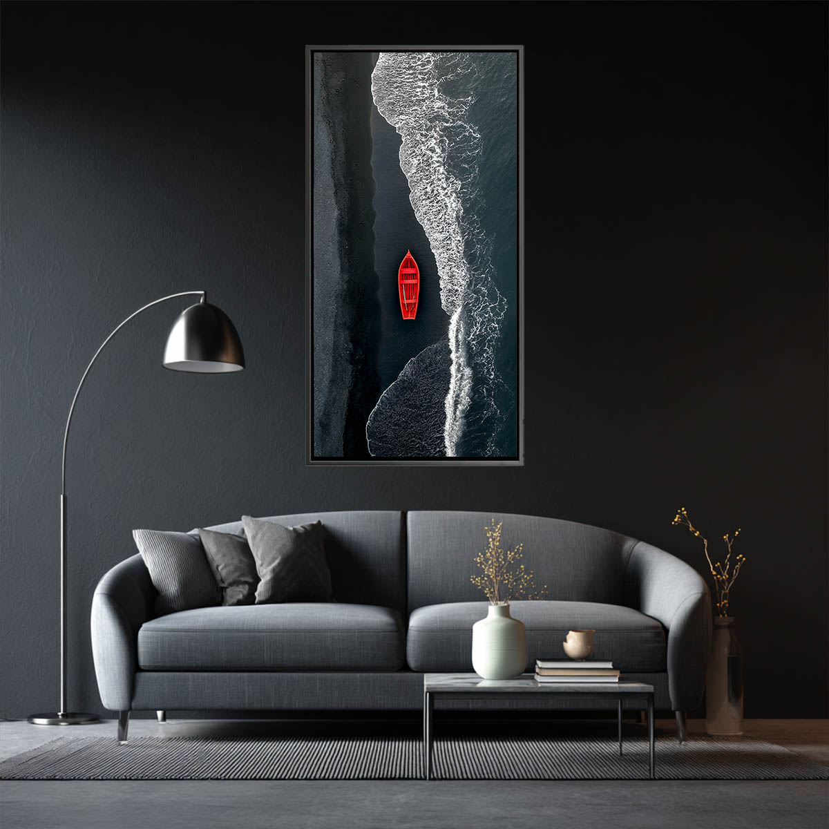 Black Sand Waves Canvas Art