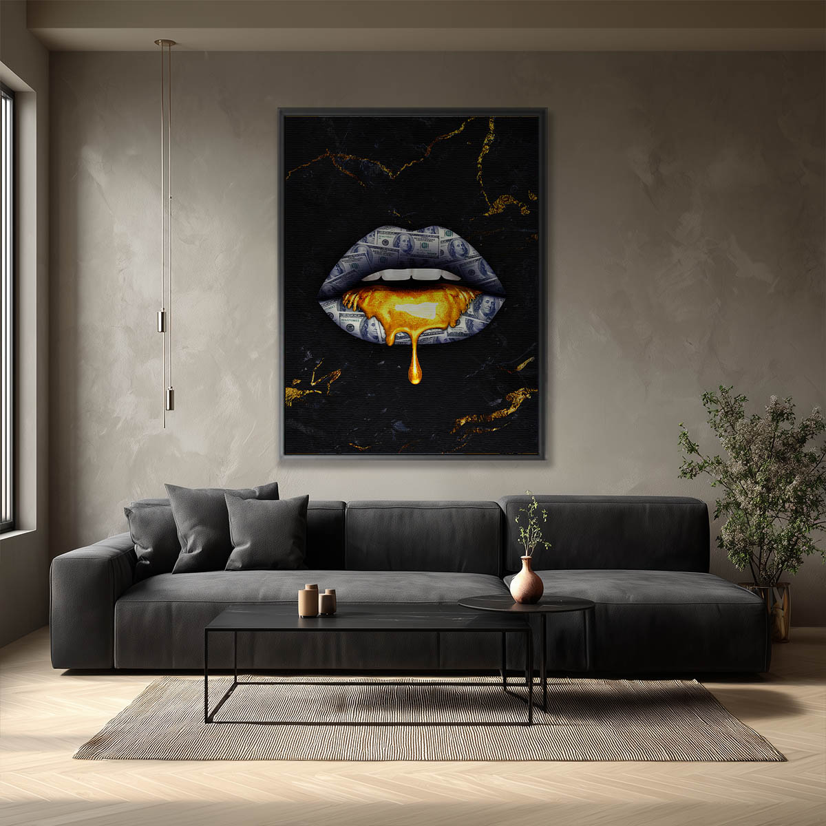 Golden Drip Canvas Art
