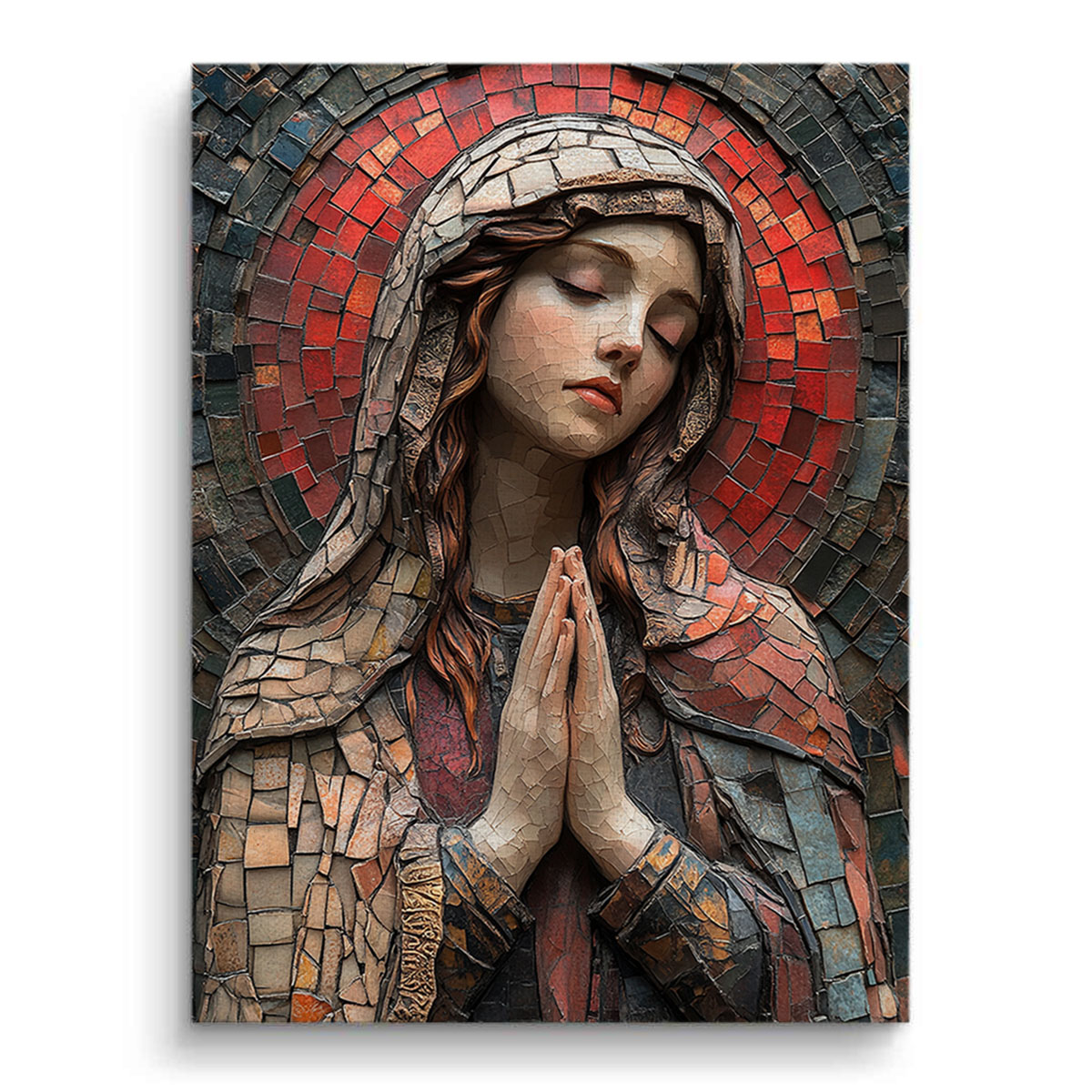 Serene Mosaic Madonna Canvas Art